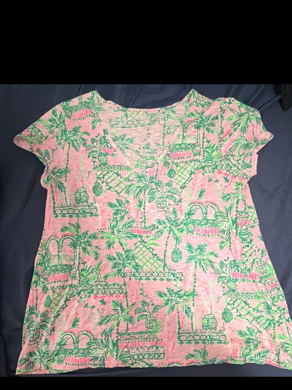 Women’s Pink & Green Tropical Print Tee